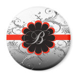 Monogram Letter B Red Refrigerator Magnet