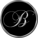 Monogram Letter B Sliver On Black Wedding Seal sticker