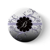 Monogram Letter B Violet Pinback Button