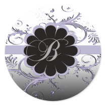 Monogram Letter B Violet Round Stickers