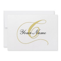 Monogram Letter C Golden Single Customizable Invitation