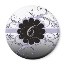 Monogram Letter C Violet Magnets