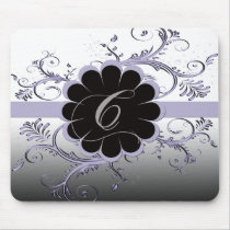 Monogram Letter C Violet Mouse Pad