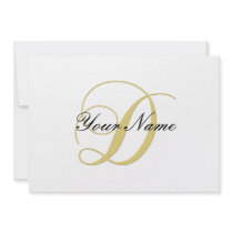 Monogram Letter D Golden Single Customizable Personalized Invitations