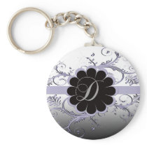 Monogram Letter D Violet Keychain