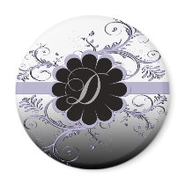Monogram Letter D Violet Fridge Magnets