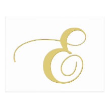Monogram Letter E Golden Single Post Card