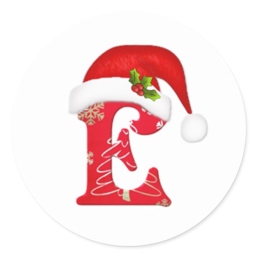 Monogram letter E, Santa hat Christmas Sticker | Zazzle