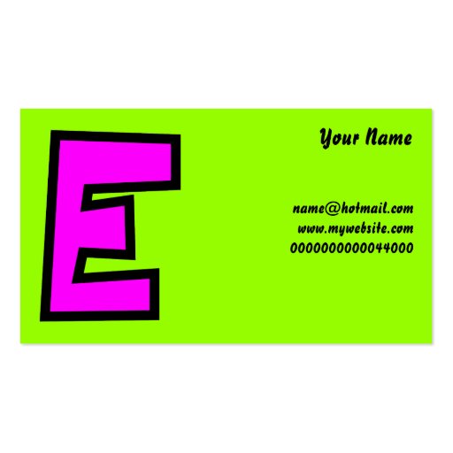 Monogram Letter E, Your Name, Business Cards (front side)