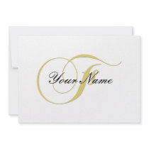 Monogram Letter F Golden Single Customizable Announcement