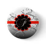 Monogram Letter F Red Pinback Button