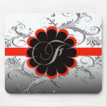 Monogram Letter F Red Mousepads