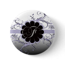Monogram Letter F Violet Pinback Buttons