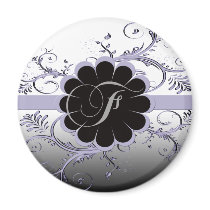 Monogram Letter F Violet Fridge Magnets