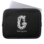 Monogram Letter G in Black Laptop Computer Sleeve