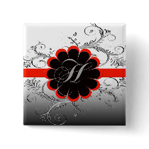Monogram Letter H Pinback Buttons