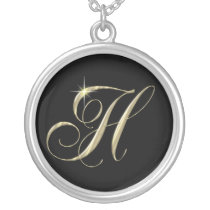 Monogram Letter H initial Necklace Sterling Silver