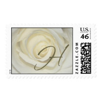 Monogram - Letter H - Soft Cream Rose postage