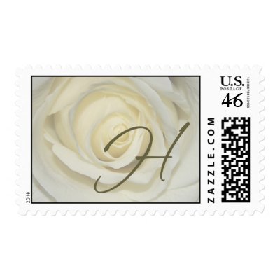 Monogram - Letter H - Soft Cream Rose Postage Stamps