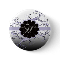 Monogram Letter H Violet Pinback Buttons