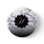 Monogram Letter H Violet Pinback Buttons