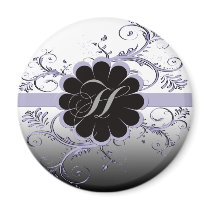 Monogram Letter H Violet Refrigerator Magnet