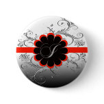 Monogram Letter I Red Pinback Button