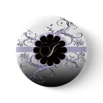 Monogram Letter I Violet Pinback Buttons