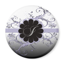 Monogram Letter I Violet Fridge Magnet