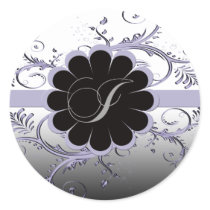 Monogram Letter I Violet Round Stickers
