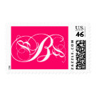 postcard - Wedding Postage Stamps Monogram B Design by Elke Clarke ©2010. Customize the background color.