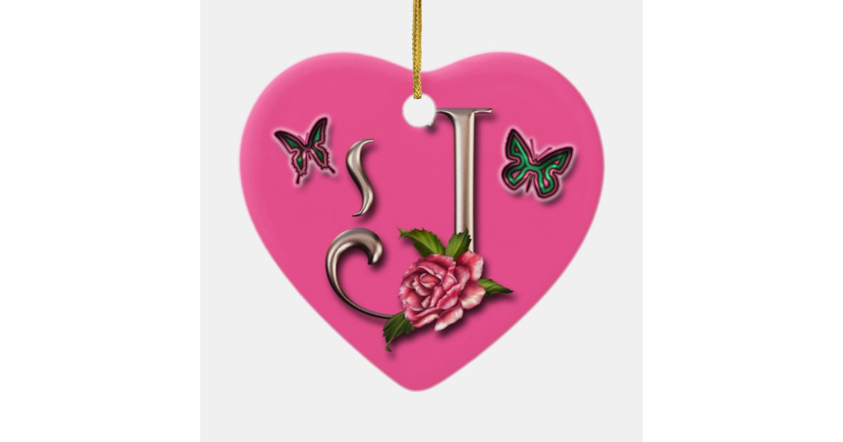 MONOGRAM LETTER J HEART ORNAMENT Zazzle