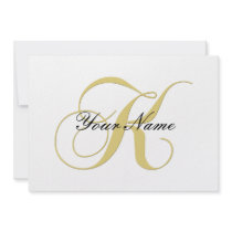 Monogram Letter K Golden Single Customizable Custom Announcement