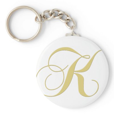 Monogram Letter K Golden Single Keychain