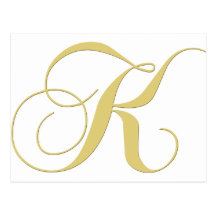 Monogram Letter K Golden Single Post Cards
