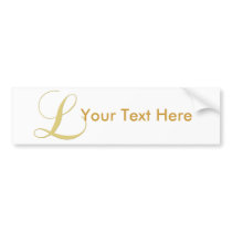 Monogram Letter L Golden Single Bumper Stickers