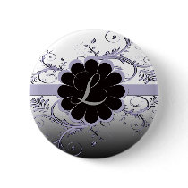 Monogram Letter L Violet Pinback Buttons