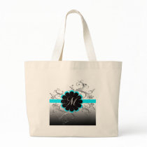 Monogram Letter M Blue Canvas Bags