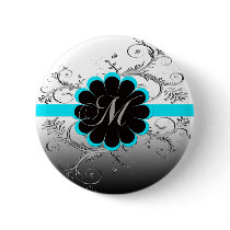 Monogram Letter M Blue Button