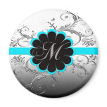 Monogram Letter M Blue Magnet