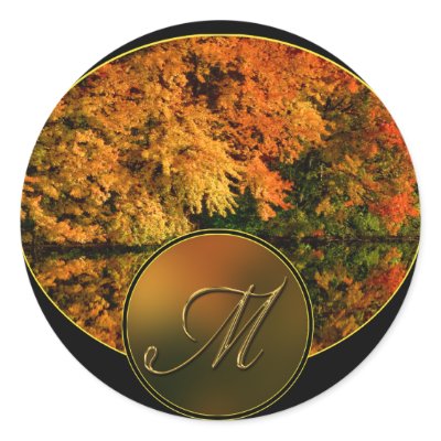 Monogram Letter M Fall Wedding Envelope Seals Sticker by TDSwhite