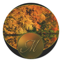 Monogram Letter M Fall Wedding Envelope Seals stickers by TDSwhite Monogram Letter M Fall Wedding Envelope Seals stickers
