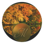 Monogram Letter M Fall Wedding Envelope Seals Sticker