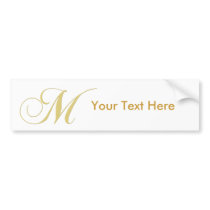 Monogram Letter M Golden Single Bumper Sticker