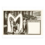 Monogram Letter M - Romantic Art Nouveau Design Postcards