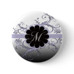Monogram Letter M Violet Pinback Buttons