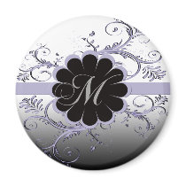 Monogram Letter M Violet Fridge Magnet