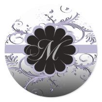 Monogram Letter M Violet Round Stickers