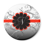 Monogram Letter N Red Fridge Magnets