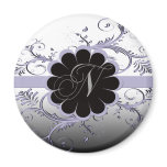 Monogram Letter N Violet Fridge Magnet